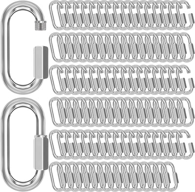 100 Conectores Cadena 2.3pulg Ganchos Bloqueo 1/4pulg 620lb
