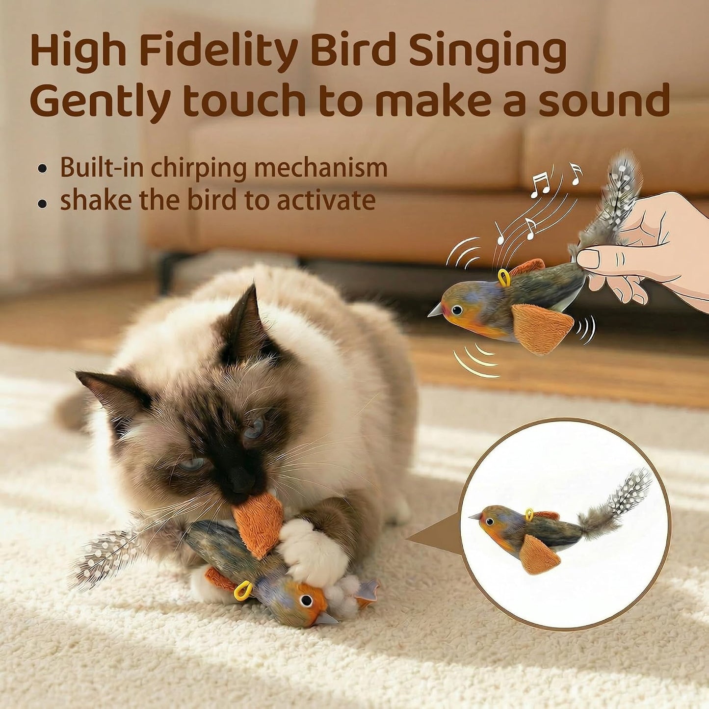 Juguetes colgantes para gatos con pájaros y hierba
