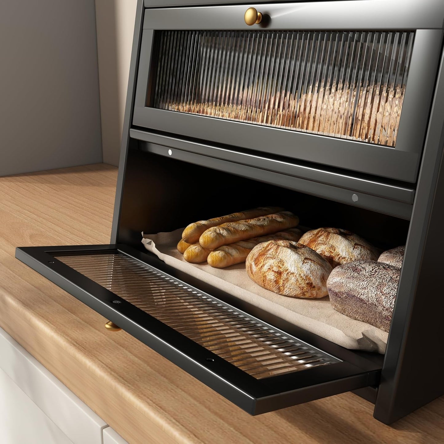 Panera de 2 capas para encimera de cocina en color negro