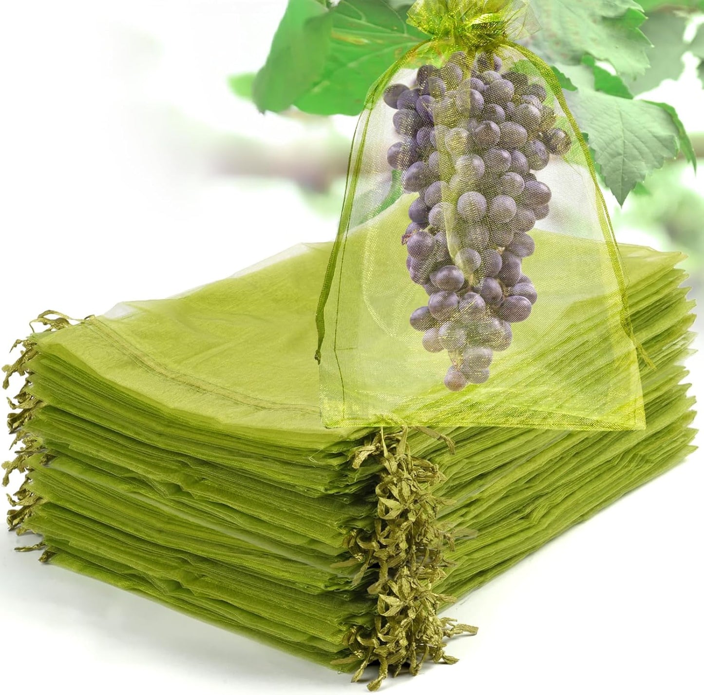 50 Bolsas Malla Cordón para Proteger Frutas y Verduras Jardín