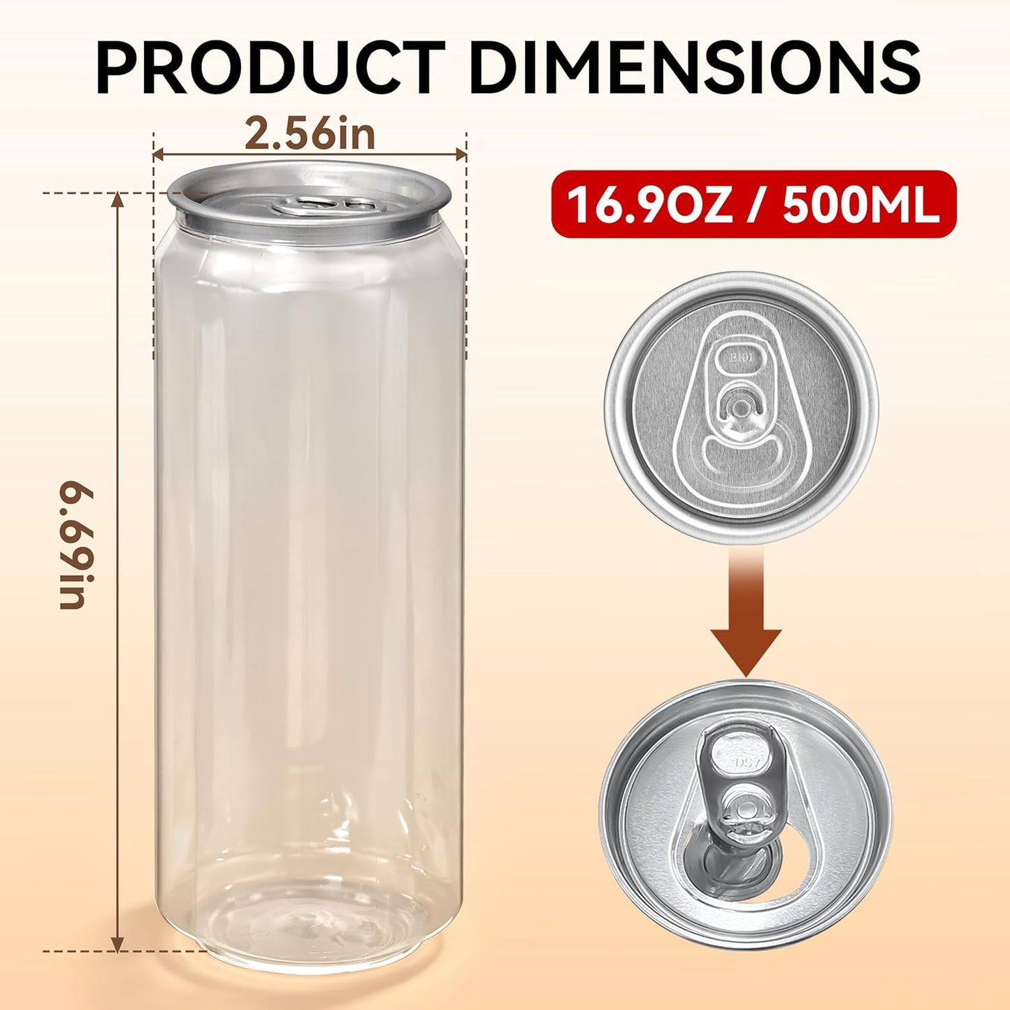 100 Botellas Plástico Jugo Tapas Latas Vacías 16.9oz