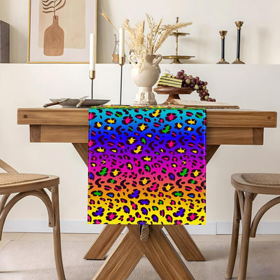 Camino de mesa leopardo arcoíris neón que brilla decoración fiesta