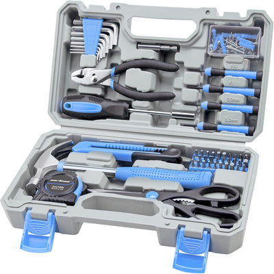 Juego herramientas automotriz color azul con caja plástico