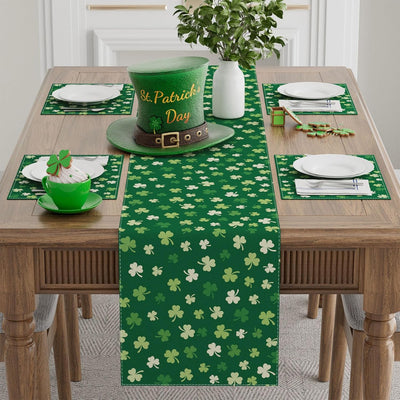 Camino de mesa de tréboles verdes para San Patricio, decoración para fiesta y hogar 13x72