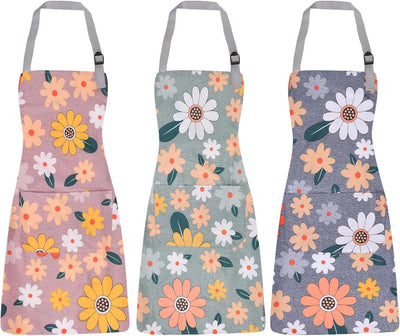 Delantal mujer floral con bolsillos ajustable cocina jardinería