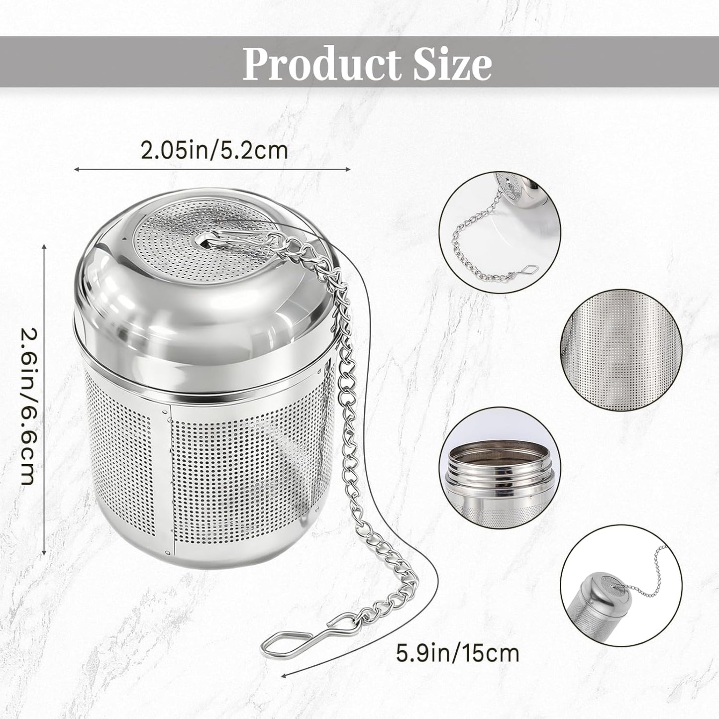 Infusor de té de acero inoxidable para hojas sueltas