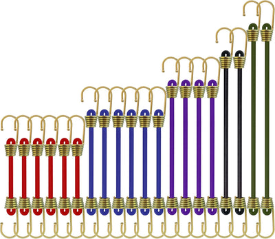 Set cuerdas elásticas con ganchos 2-11pulg 20pzas colores mezclados