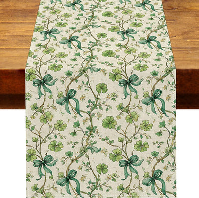 Mesa Camino Vintage Estilo Trébol Verde Fiesta Irlandesa