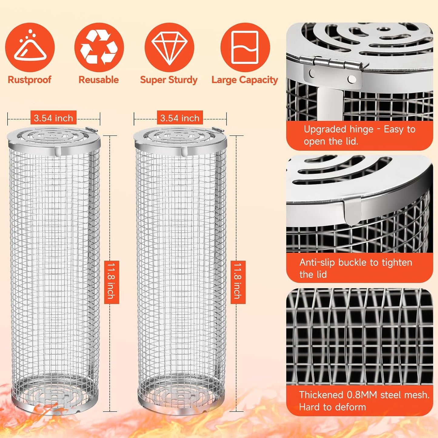 Cesta parrilla acero inox para asar al aire libre