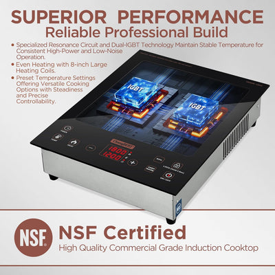 Placa inducción portátil NSF 8pulg bobina gran tamaño