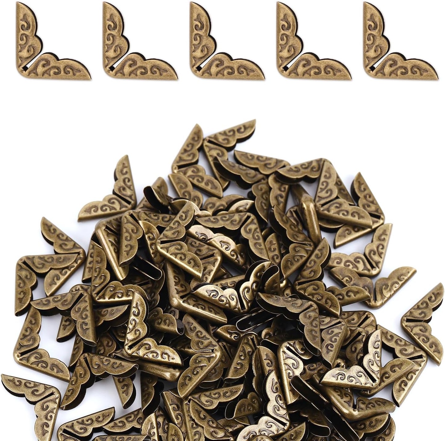 100 Protectores Esquina Libro Metal Bronce Vintage