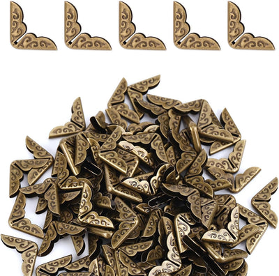 100 Protectores Esquina Libro Metal Bronce Vintage