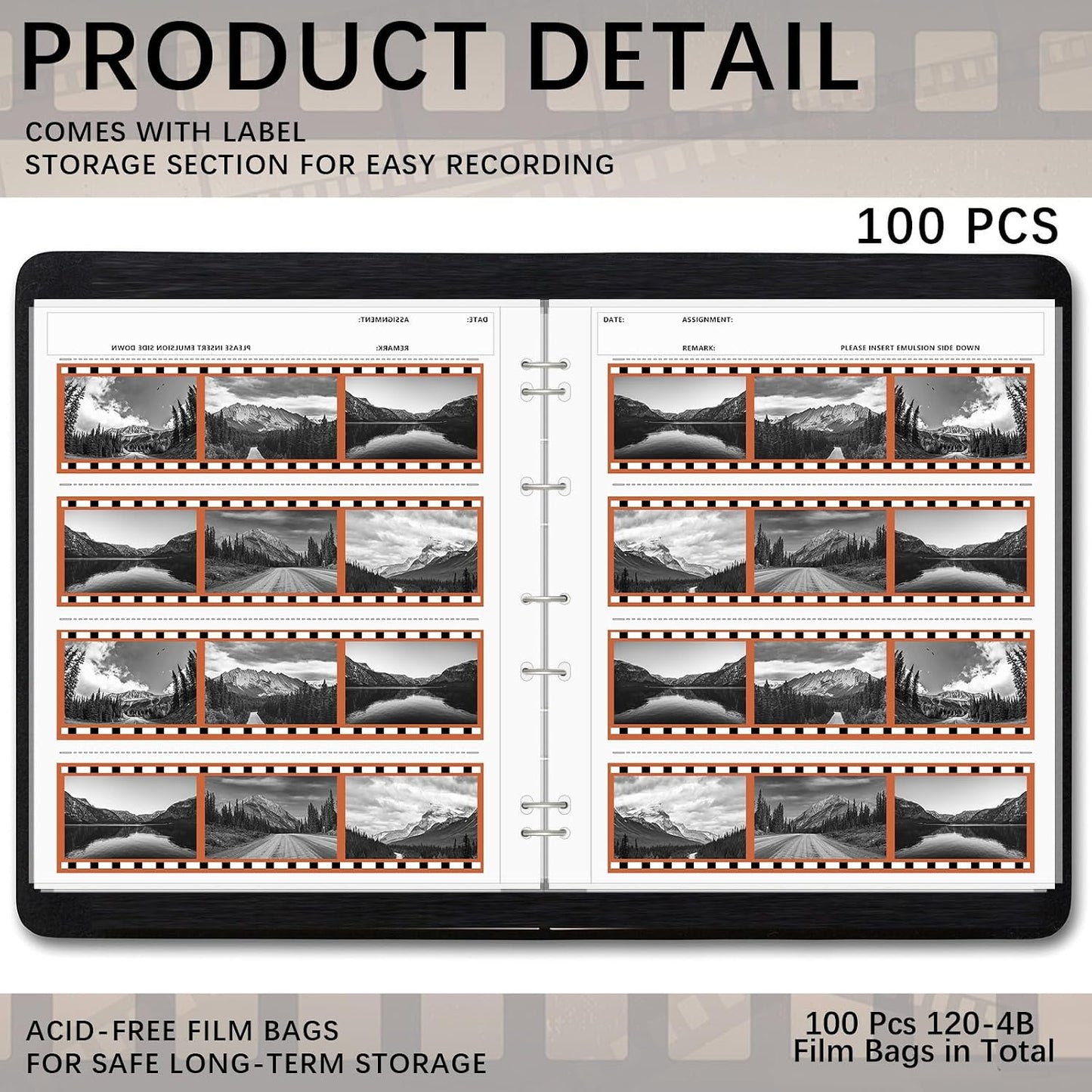 100 Pzas Película Negativa para Archivo de Películas