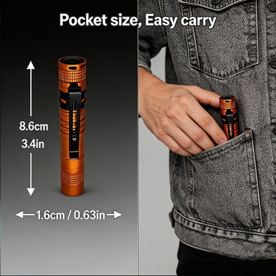 6 Linternas LED 3.55pulg Clip Naranja Impermeable IPX4