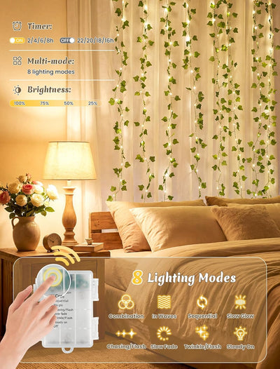 Guirnalda Ivy Luces Blancas Cálidas 23pulg Control Remoto