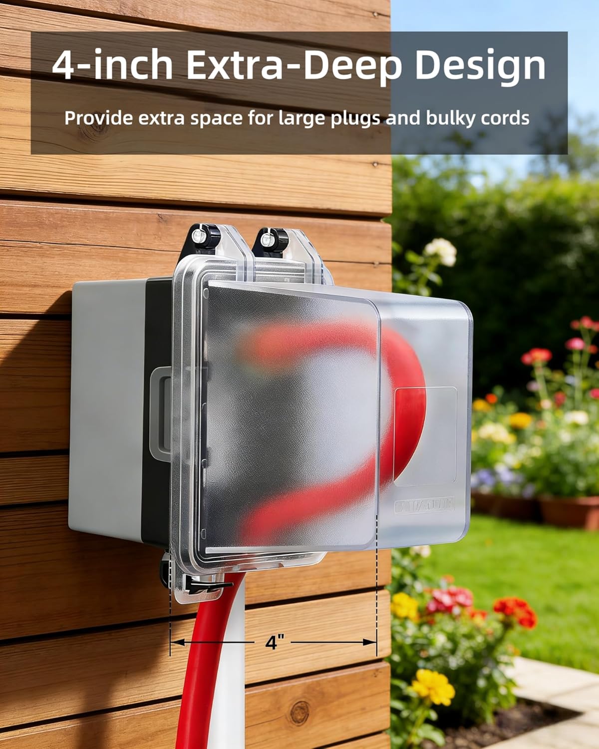Cubierta exterior profunda resistente NEMA 3R compatibilidad GFCI