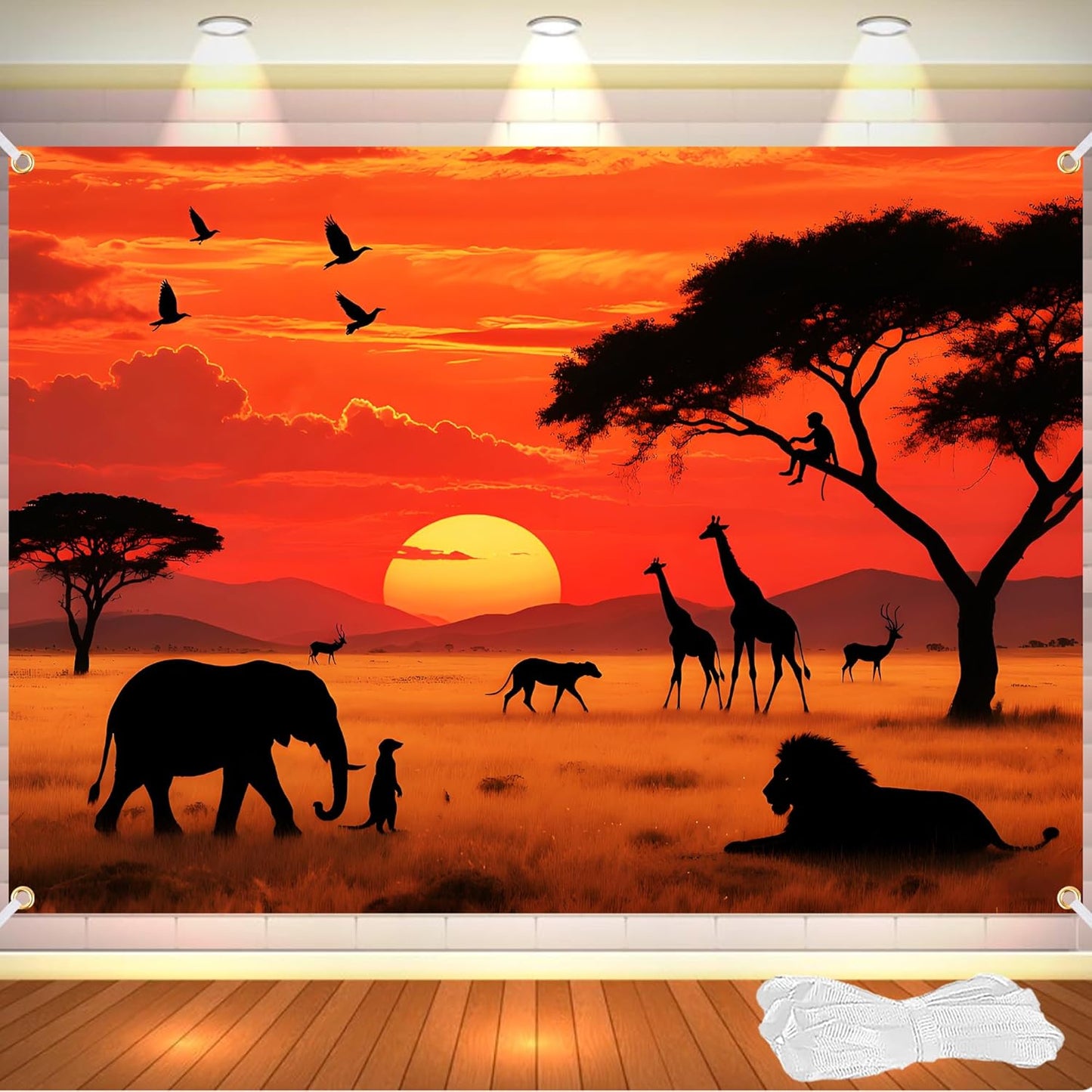 Fondo africano 7x5ft pancarta fiesta safari con cinta 19.68ft