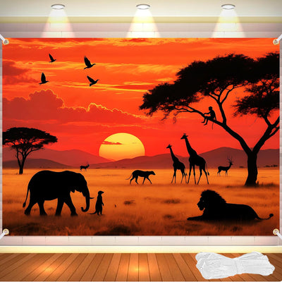 Fondo africano 7x5ft pancarta fiesta safari con cinta 19.68ft