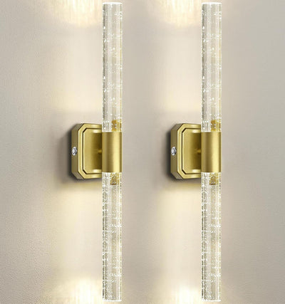2 Apliques Pared Cristal Dorado Recargable 20.5pulg