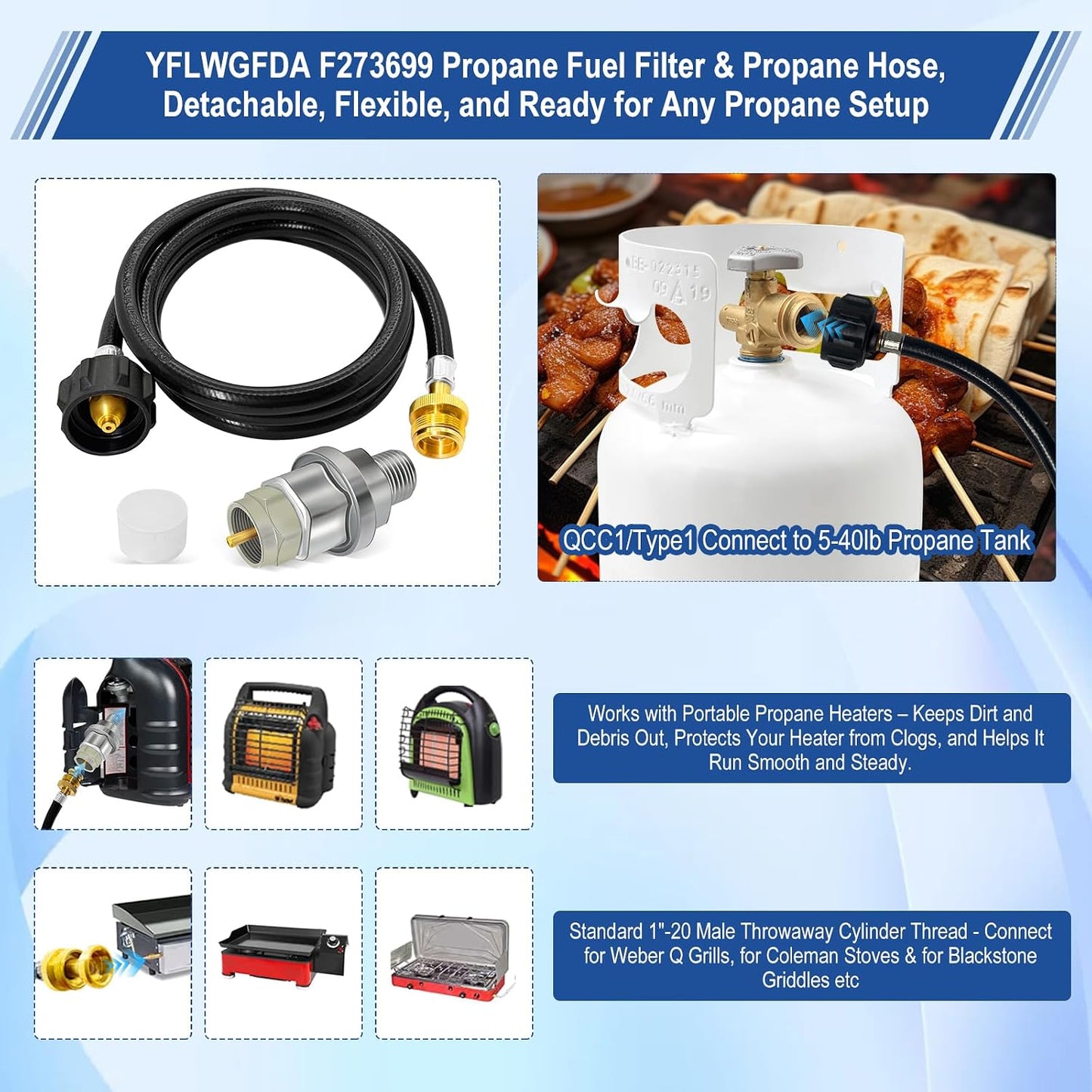 Filtro combustible propano 6ft para calentadores
