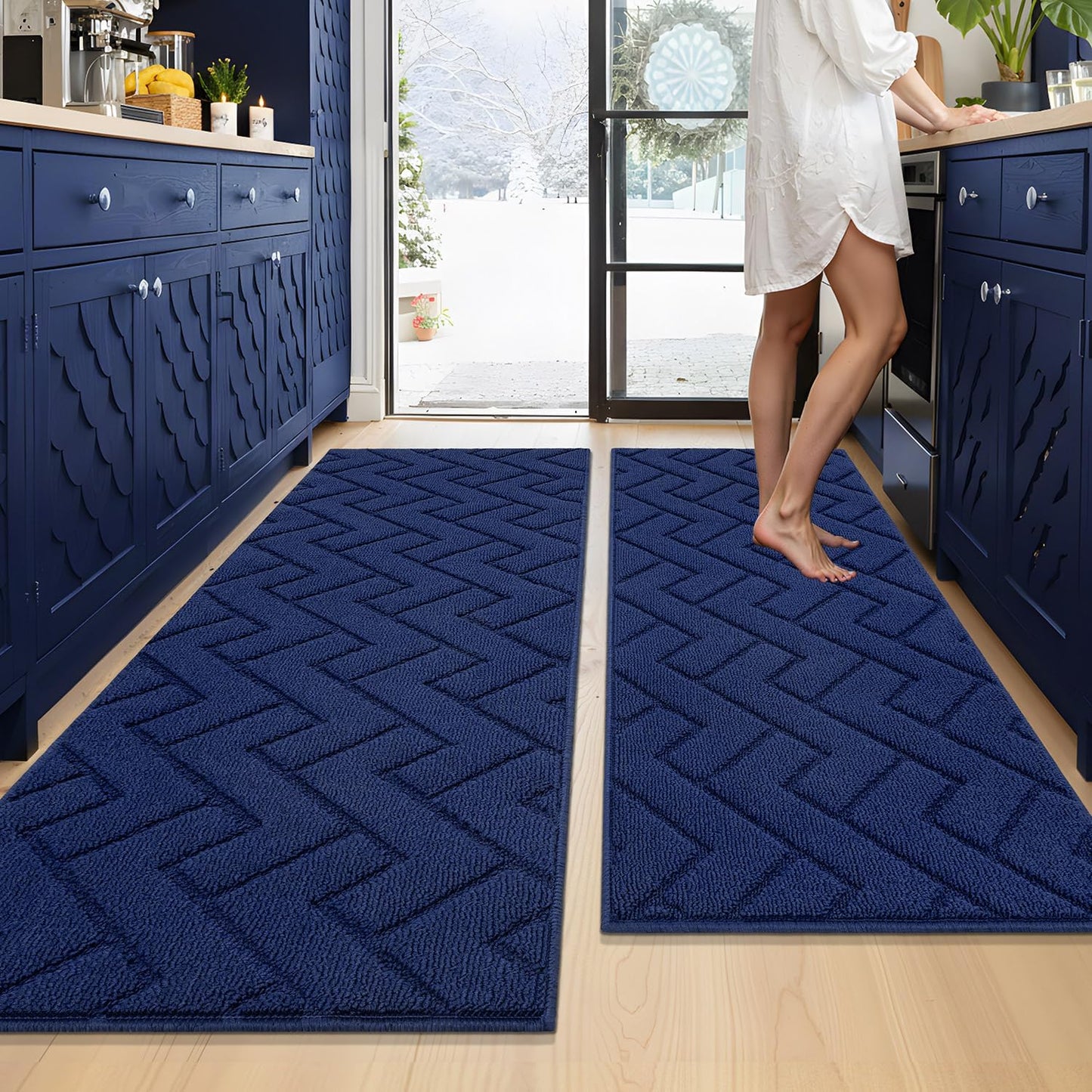 Set 2 Alfombras Antiderrapantes Cocina Lavable 20x48pulg