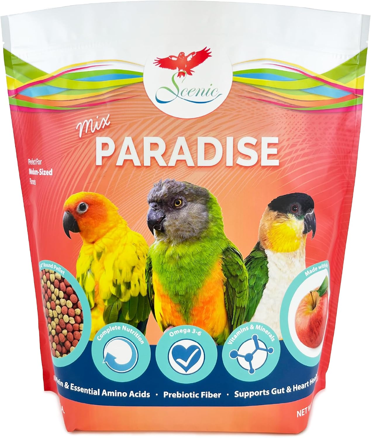 Alimento para loros 3.5lb pellets 1/4pulg completa Sun Conures