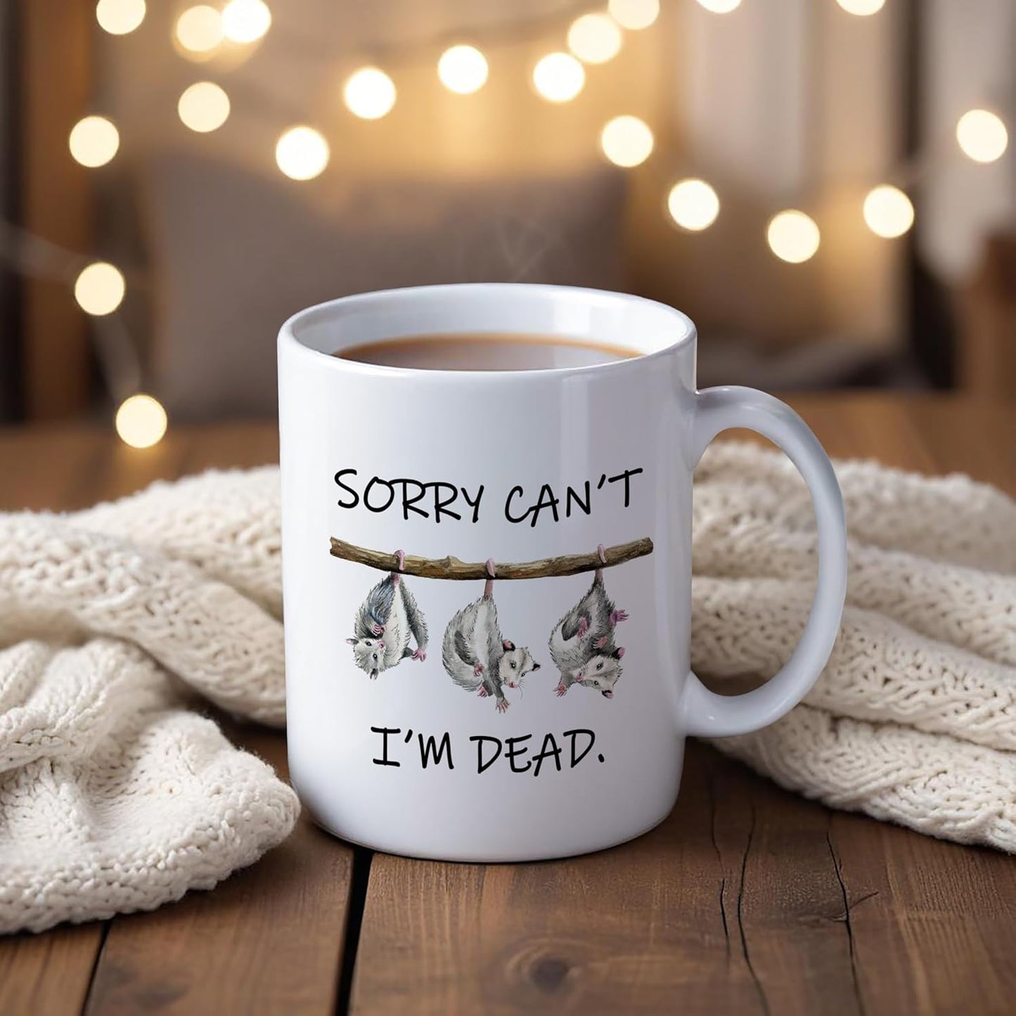 Tazas de café divertidas con temática de zarigüeyas para regalar
