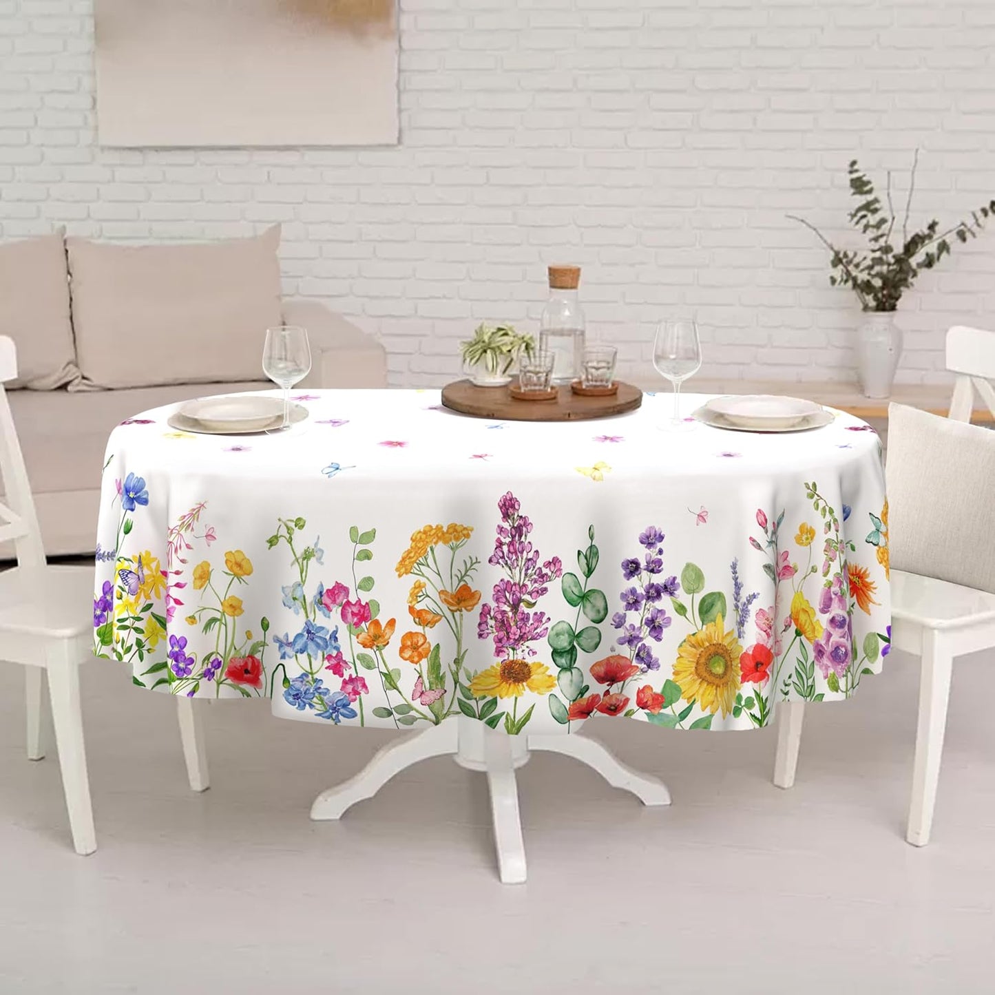 Mantel floral ovalado primaveral 60x84 pulgadas
