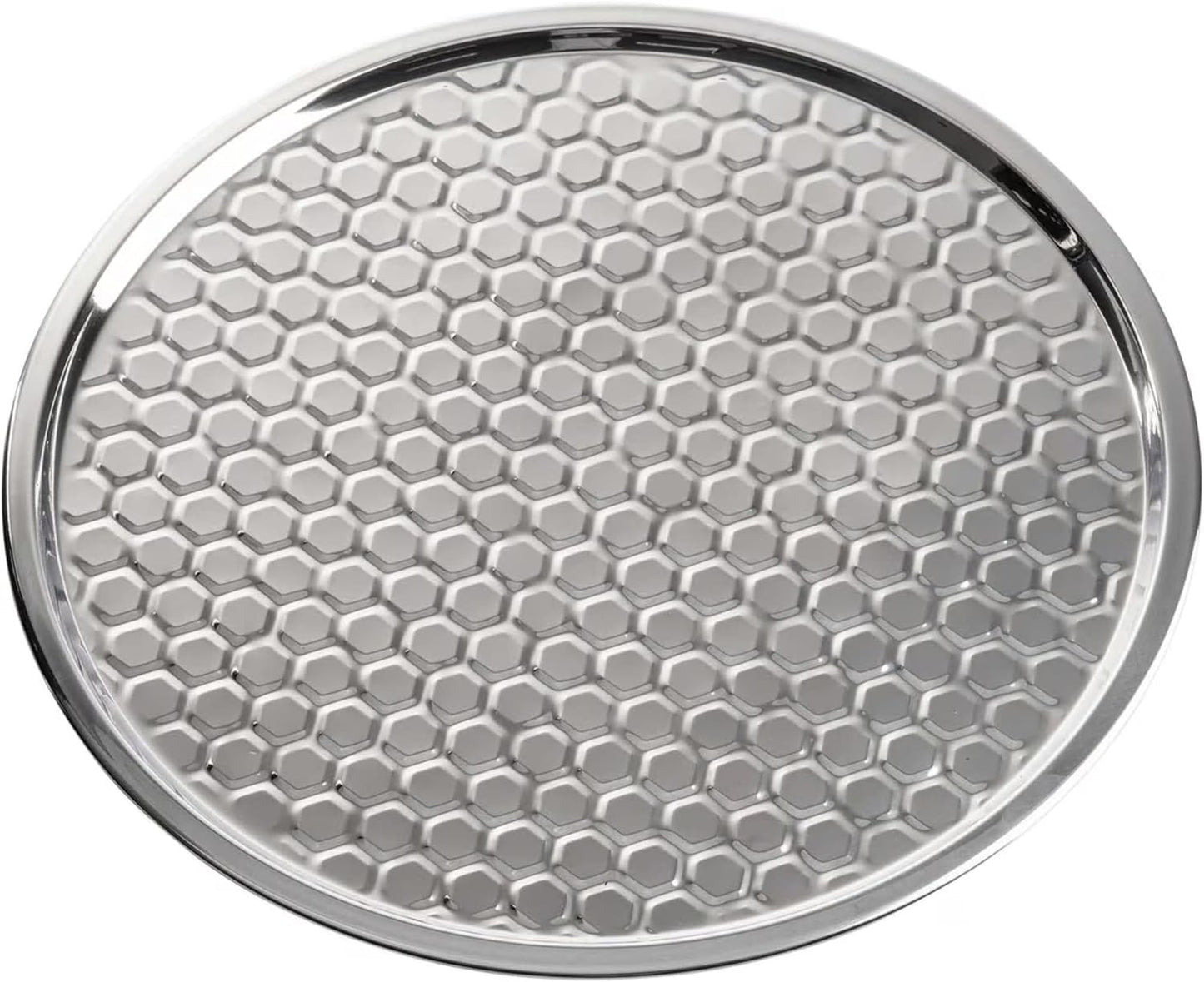 Bandeja redonda acero inox patrón panal 16x16pulg