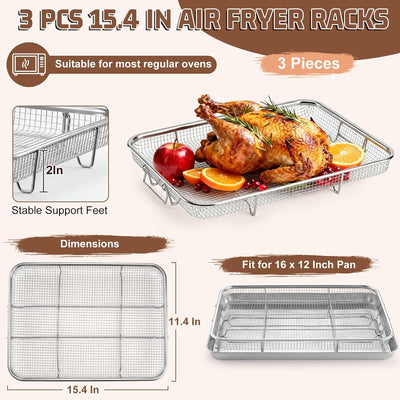 Cesta Freidora Aire 15.4pulg 3 Pzas Acero Inox