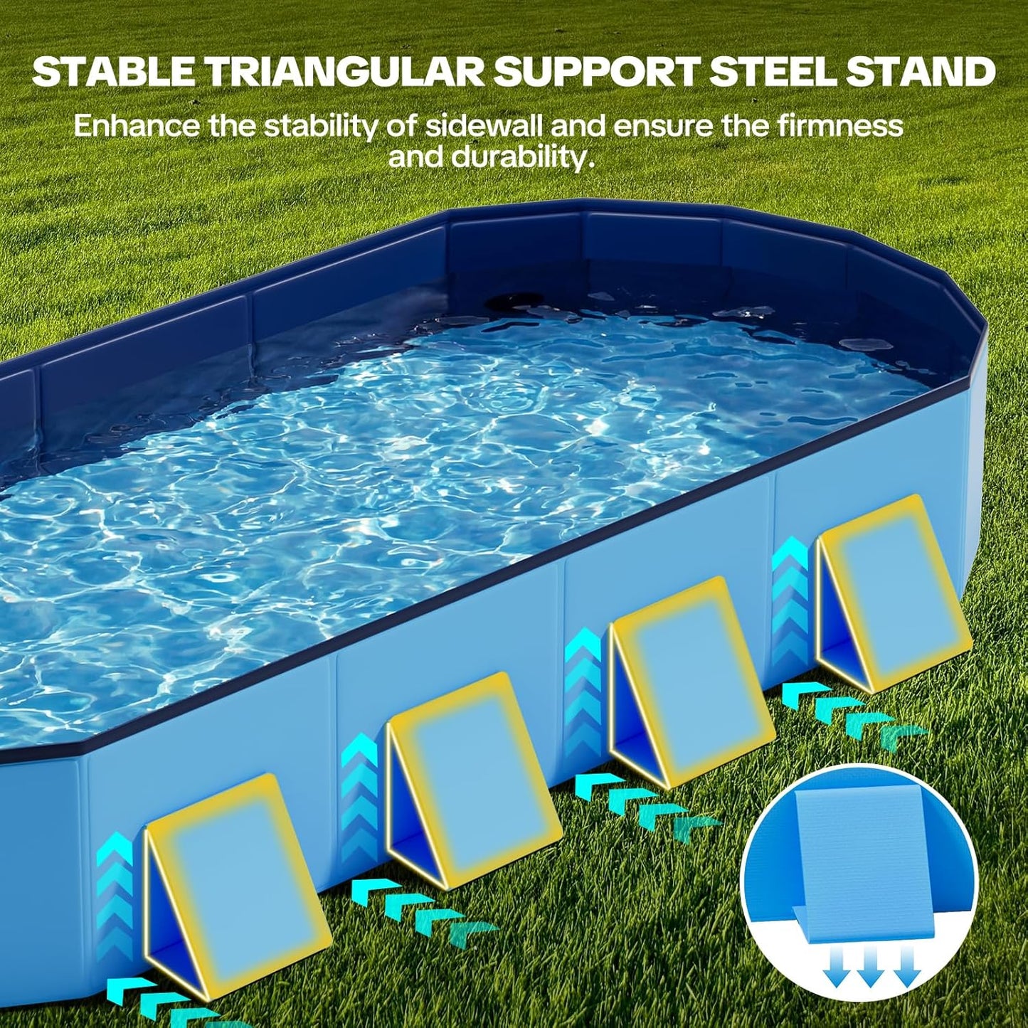 Piscina plegable perros 82pulg antideslizante azul