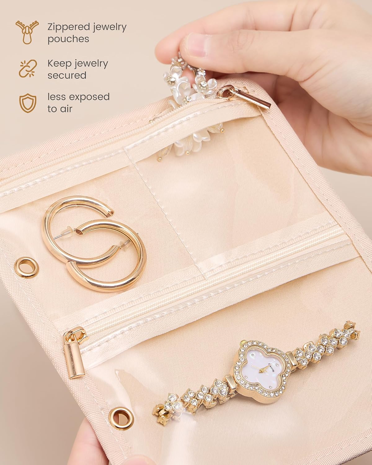 4 Bolsas Terri Transparente para Joyas Mujer Rosa