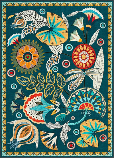 Alfombra egipcia bohemio floral 6x9ft sala dormitorio antiderrap