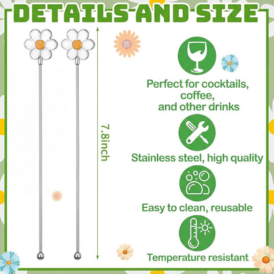 Juego de 10 palitos de café Swizzle de acero inoxidable reutilizables para cóctel y bar