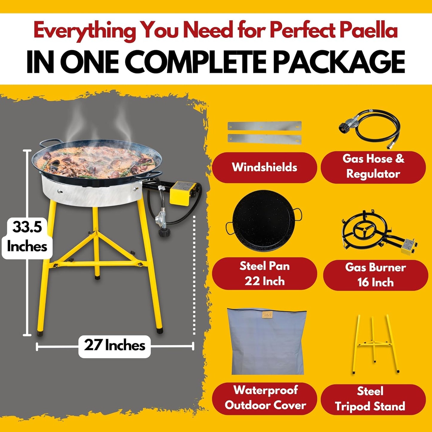 Set quemador paella 22pulg estufa propano portátil