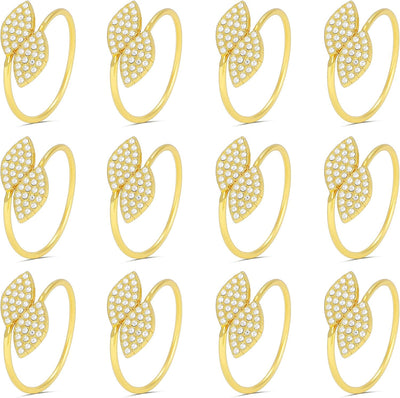 Juego de 20 servilleteros de hoja de diamante dorado para mesa y fiestas