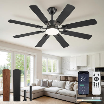 Ventilador techo 52pulg luz LED 20W control remoto 6 velocidades