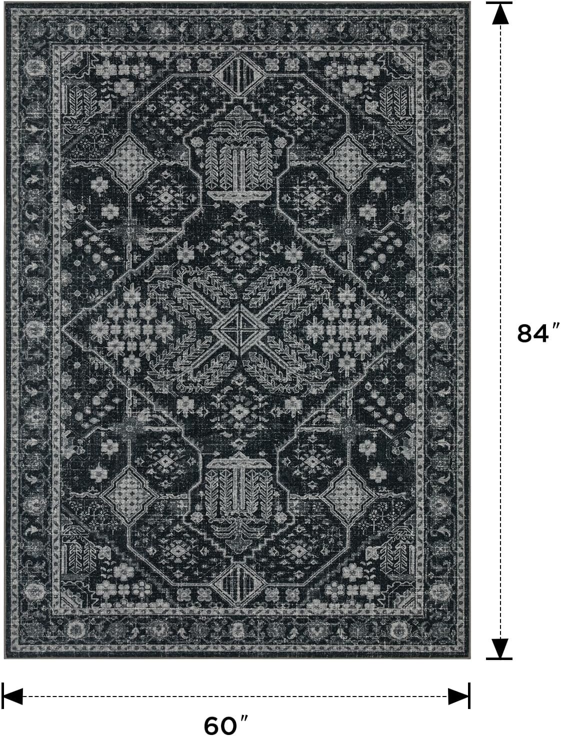 Alfombras felpilla pelo bajo estampado 5x7ft gris