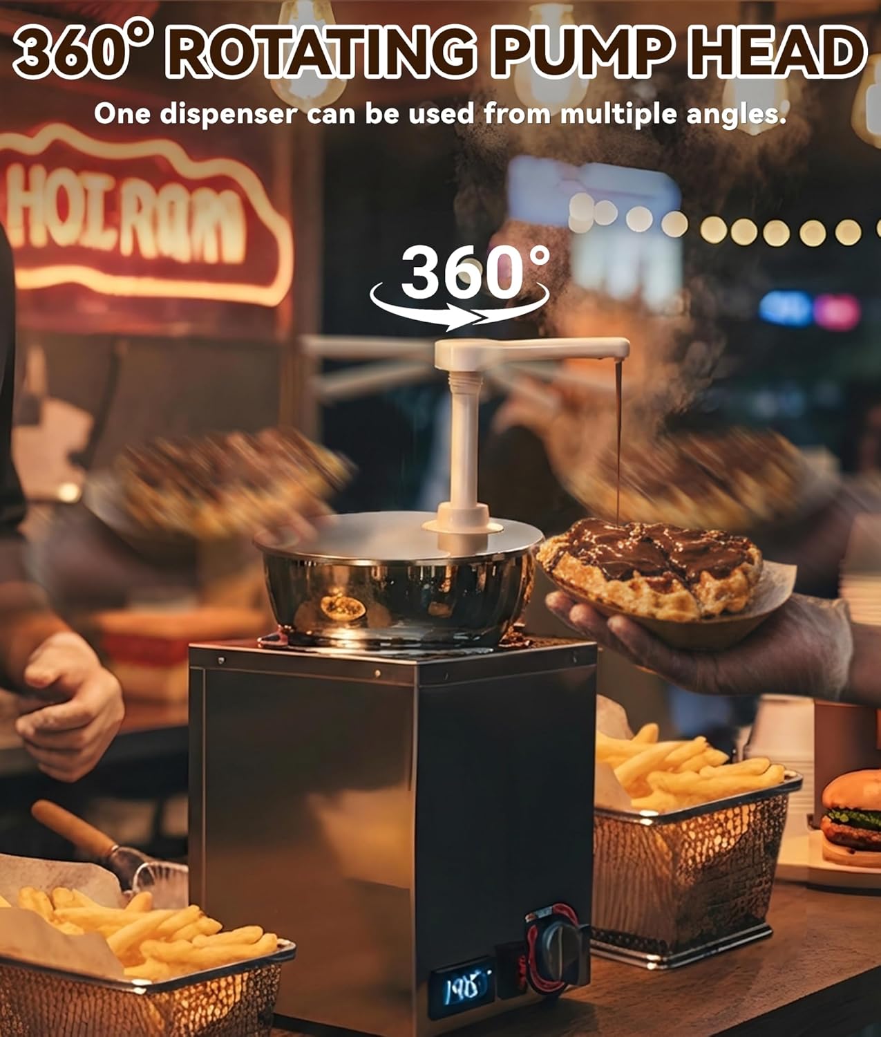 Calentador dispensador de queso nacho 4.8 galones eléctrico acero inoxidable