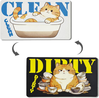 Imán de lavavajillas con diseño de gato Clean Dirty doble cara