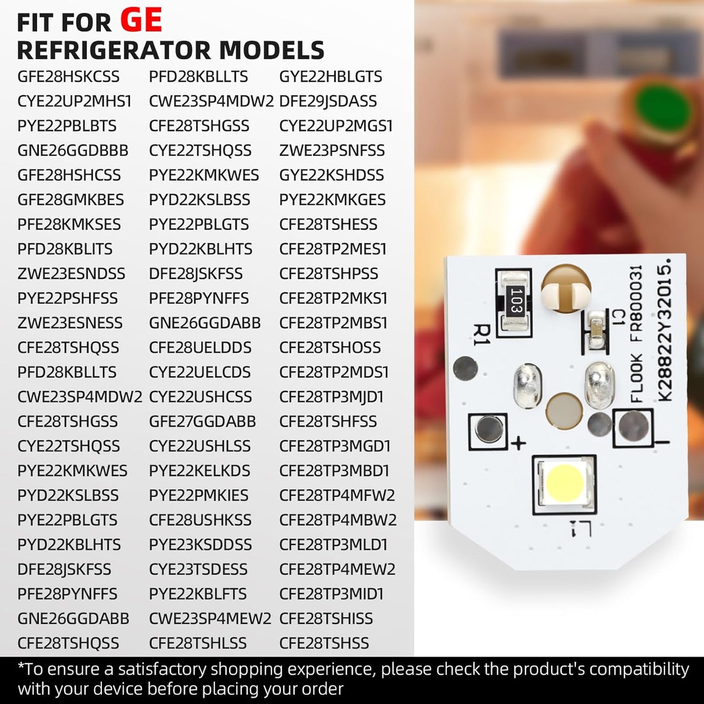 3 Pzas Luz LED para refrigerador GE GFE28HSKCSS