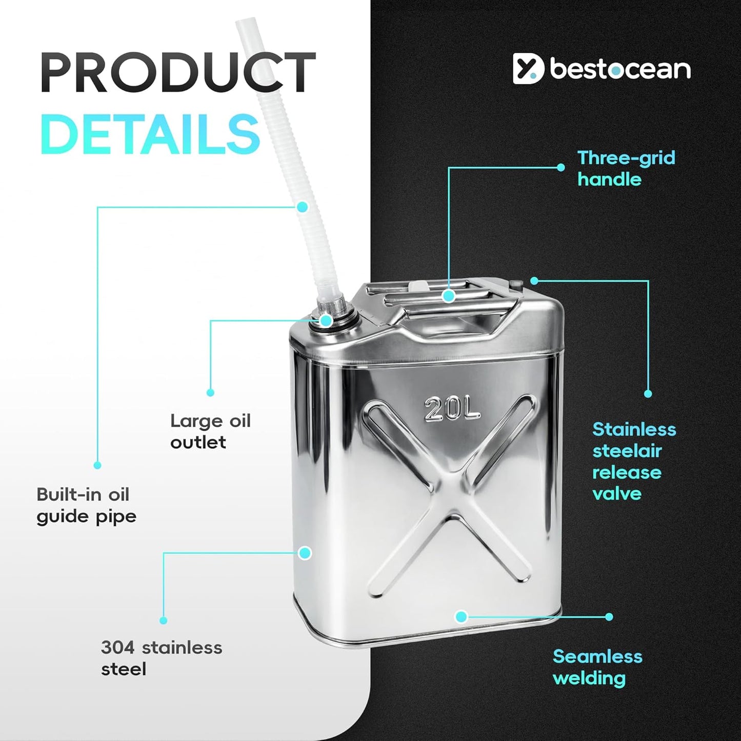 Contenedor aceite usado acero inox 304 5gal 20L