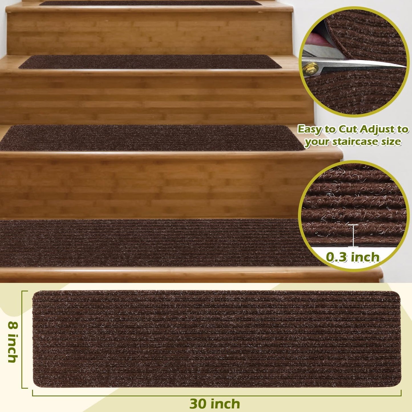 7 Pzas Tapete Antiderrap para Escalones 8x30pulg