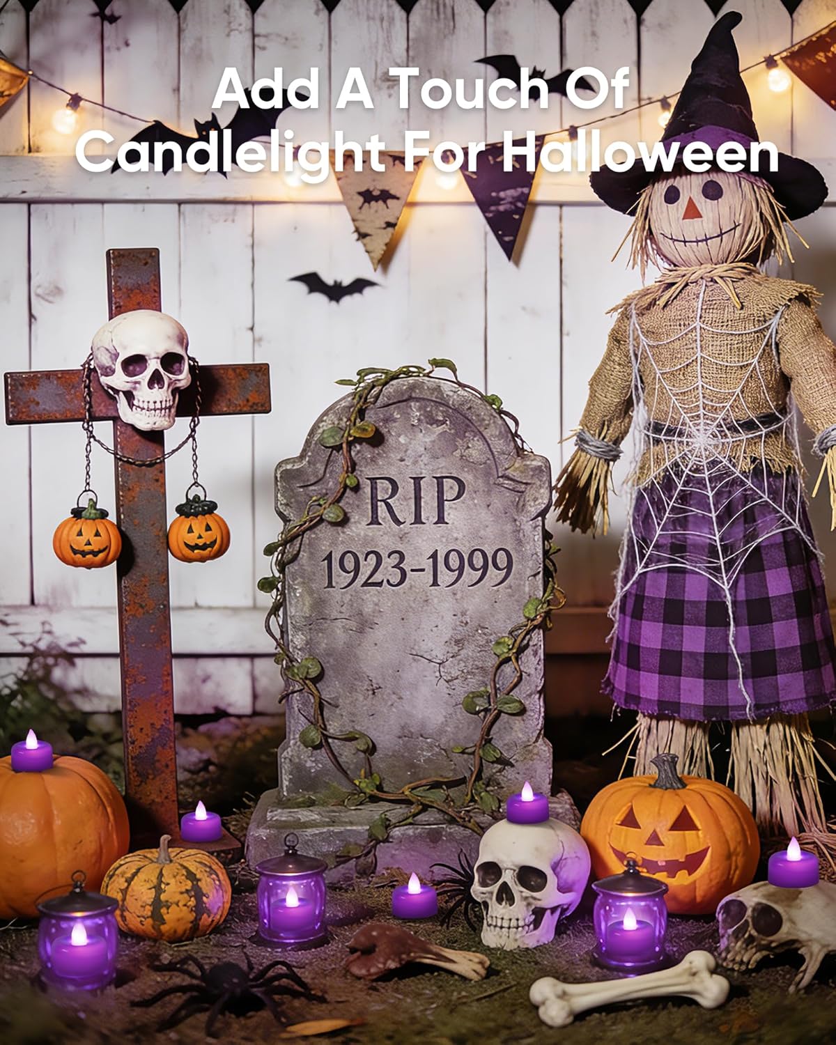 24 Velas LED Sin Llama Morado Para Fiesta Hogar
