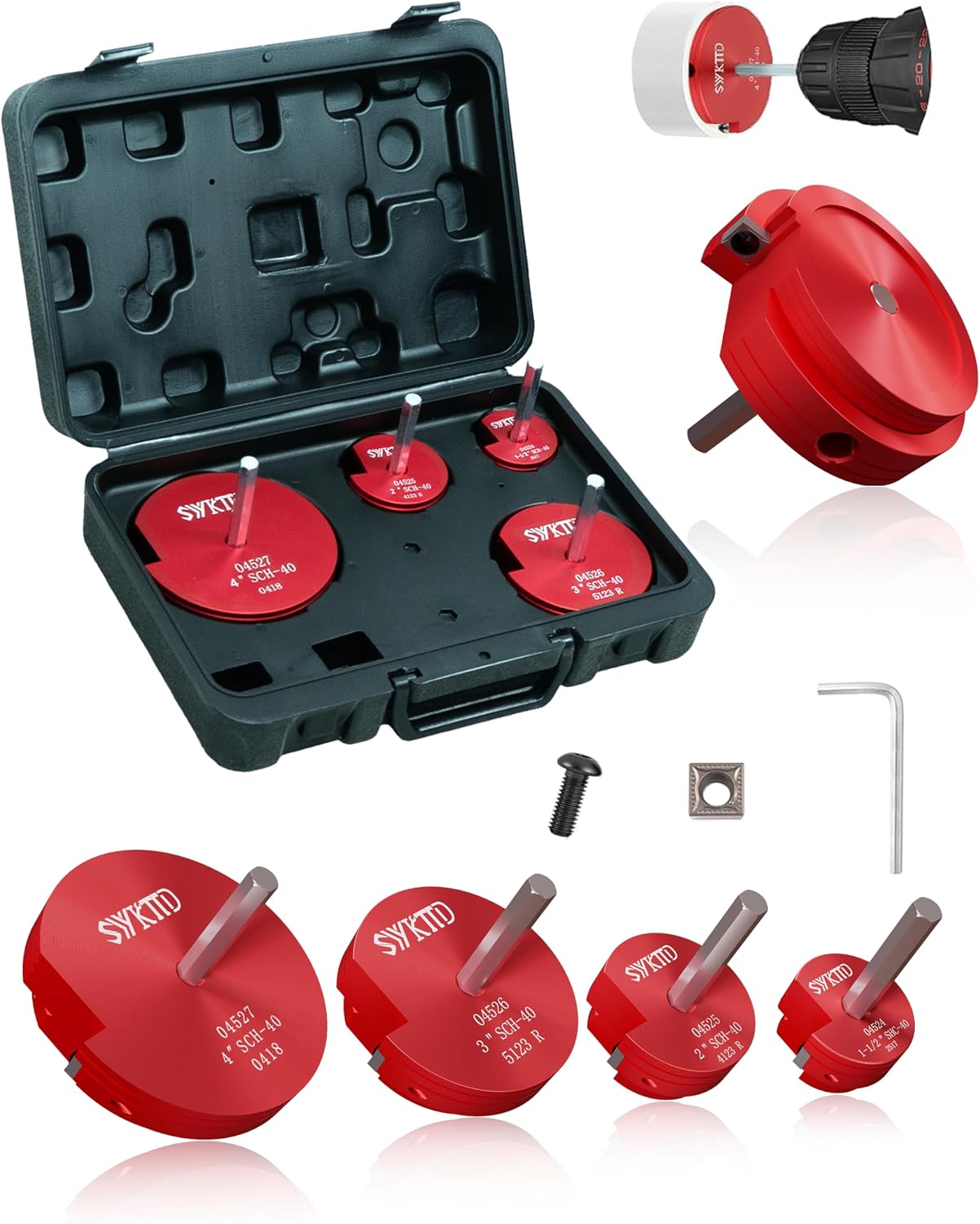 Escariador tubería PVC 1.5-4 pulg set 4 pzas