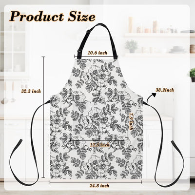 Delantales florales para barbacoa con bolsillo y correa ajustable