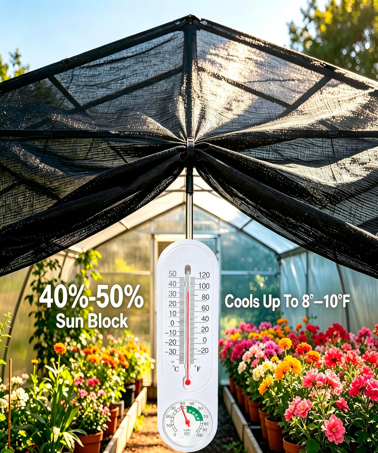 Red solar 40% negra UV resistente para invernadero 10x6.5pies