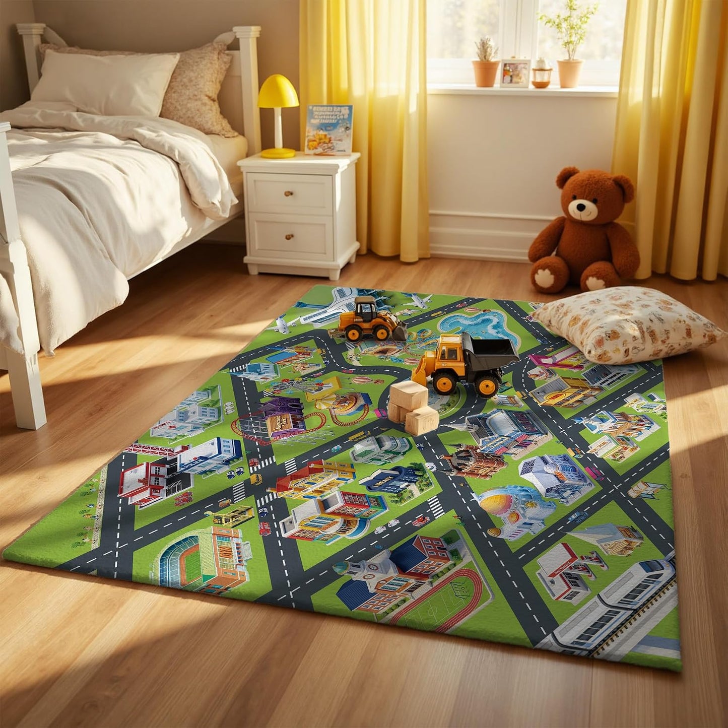Alfombra infantil 5x7ft mapa interactivo antideslizante