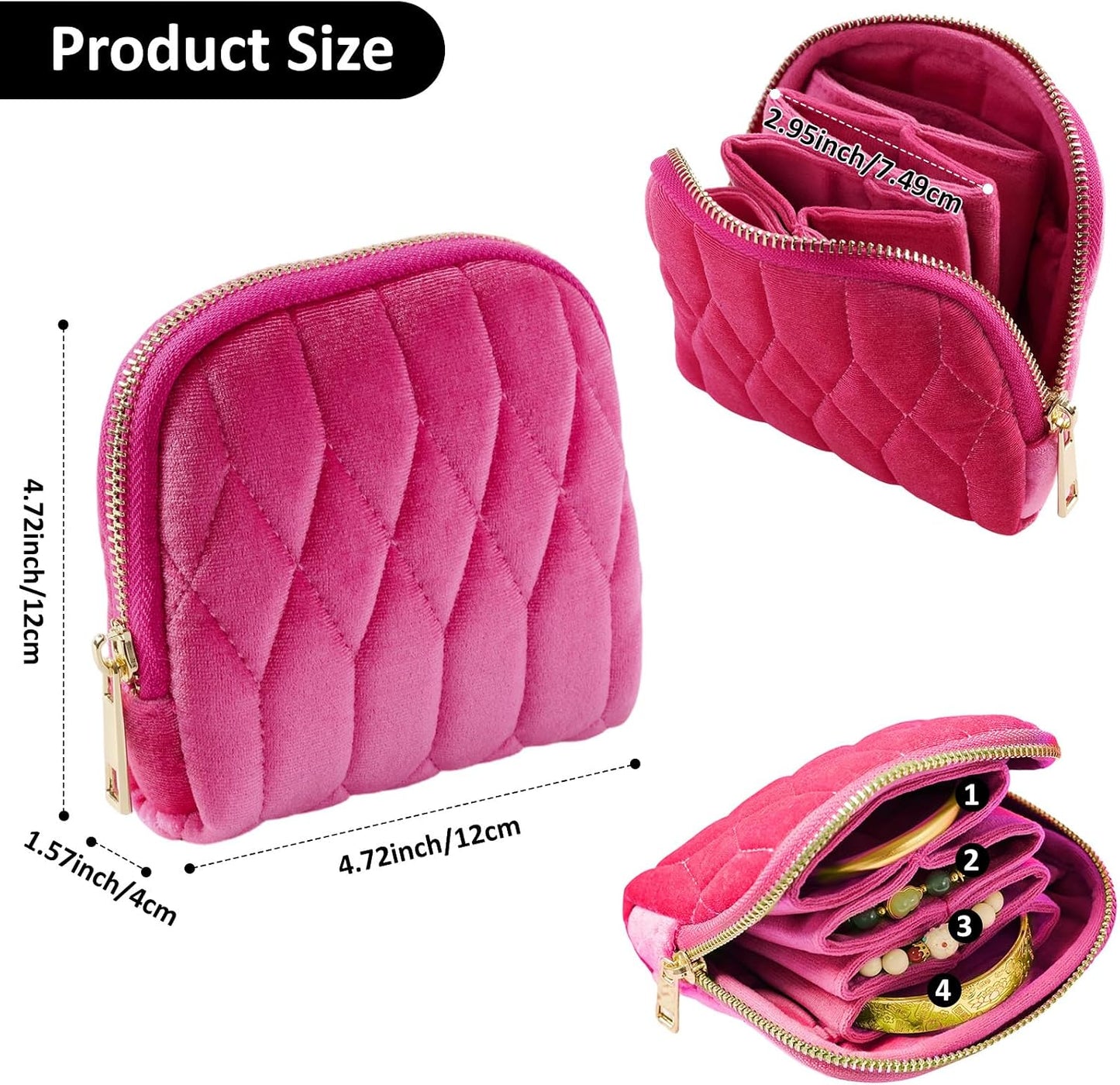 Funda viaje joyería terciopelo 5 capas con cremallera