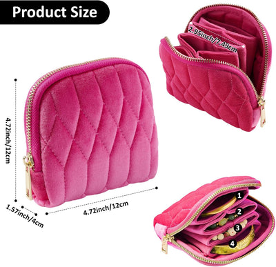 Funda viaje joyería terciopelo 5 capas con cremallera